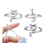 Joyivike 3 Pièces Anneau à Crocheter, Boucle en Tricot Ajustable, Accessoires pour l'Artisanat et le Bricolage