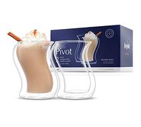 JoyJolt Lot de 2 gobelets à double isolation Pivot de 383,7 g pour café glacé - Élégants verres à café, thé ou boissons froides - 2 verres à café glacé de 405 ml pour l'été chaud