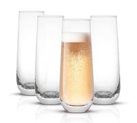 JoyJolt Milo Stemless Champagne Flutes Set of 4 Crystal Glasses. 9.4oz Champagne Glasses. Prosecco Wine Flute, Mimosa Glasses Set, Cocktail Glass Set, Water Glasses, Highball Glass, Bar Glassware