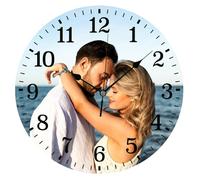 JoyJot Horloges murales personnalisées avec photo, horloges rondes personnalisées silencieuses avec image/texte, en bois, souvenir/mémento silencieux