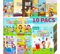 JoyJoyful Lot de 10 autocollants réutilisables, réutilisable imperméable à l'eau, autocollants livres, jouets pour enfants pour enfants, animal spatial autocollant