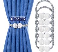 JOYJULY Lot de 6 embrasses magnétiques modernes pour rideaux en perles - Boucles de support de rideaux - En corde tissée - Pour décoration de la maison et du bureau (gris argenté)