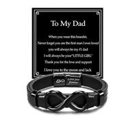 Joykee Bracelet en cuir noir avec fermoir magnétique en acier inoxydable pour homme, fils, mari, papa, cadeau d'anniversaire, de Noël, de Saint-Valentin, Adjustable, Cuir Acier inoxydable, Pas de