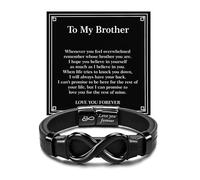 Joykee Bracelet en cuir noir avec fermoir magnétique en acier inoxydable pour homme, fils, mari, papa, cadeau d'anniversaire, de Noël, de Saint-Valentin, Adjustable, Cuir Acier inoxydable, Pas de