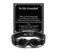 Joykee Bracelet en cuir noir avec fermoir magnétique en acier inoxydable pour homme, fils, mari, papa, cadeau d'anniversaire, de Noël, de Saint-Valentin, Adjustable, Cuir Acier inoxydable, Pas de