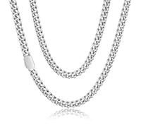 Joykee Chaîne à maillons cubains pour homme et femme - Collier à chaîne cubaine en acier inoxydable - Collier chaîne gourmette Miami 6/8 mm Chaîne cubaine Hip Hop Bijoux 45,7/50,8/55,9 cm, Acier