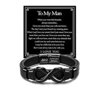 Joykee Gift To My Men Son Man Papa Bracelet En Cuir pour Hommes Garçons Infinity Noir Bracelets En Cuir Avec Fermoir Magnétique En Acier Inoxydable Anniversaire Noël Saint Valentin Cadeau Pour Hommes