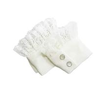 JOYKK 1 Paire Femmes Chandail Décor en Mousseline de Soie Faux Manches Floral Dentelle Plissé Faux Poignets - Blanc