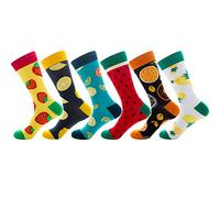 JOYKK 6 Paires de Chaussettes en Coton de nouveauté drôles Unis Bas colorés Fruits Citron Skateboard Bonneterie