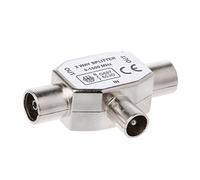 JOYKK Adaptateur d'antenne TV coaxial TV en métal 2 Voies T Splitter1x mâle à 2 x Femelle - Argent