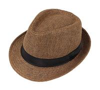 JOYKK Enfants Chapeau De Paille Summer Beach Jazz Panama Trilby Fedora Chapeau Gangster Cap en Plein Air Respirant Chapeaux Filles Garçons Sunhat - G # Brun
