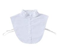 JOYKK Femmes Doux Rides Volants Faux Col Montant Superposition Pull Blanc Demi-Shirt - Blanc