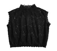 JOYKK Femmes Floral Dentelle Faux Col Col Roulé Détachable Dickey Half Blouse - Foncé