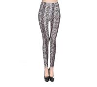 JOYKK Femmes Taille Moyenne Sexy Leggings Collants léopard en Serpent métallisés imprimés numériques Collants Minces Longueur Cheville Yoga Fitness Sport Casual Pantalon - 1# Gris + Serpent