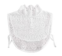 JOYKK Femmes Volants col roulé Faux col Dentelle Florale incurvé Demi-Chemisier détachable