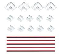 JOYLIT Connecteur Ruban LED 2 Broches 10MM, 10PCS Connecteur Sans Soudure Rapide, 4PCS Connecteur de Coin à 90 Degrés, 5PCS Câble d'extension pour Bande LED COB, 2835, 3528,10MM Haute Densité