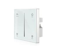 JOYLIT Contrôleur LED Gradateur de Panneau d'écran Tactile Intelligent Mural sans fil 2.4G RF, DC 12-48V 2CH x 5A/CH pour SMD COB Monochrome Bande LED (86 * 86 * 33MM)