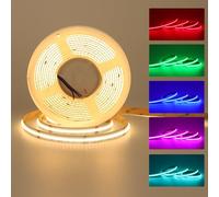 JOYLIT RGBW COB Ruban LED 5M, 24V Bande LED Adhesif RGB+3000K Blanc Chaud Multicolor Variable, 784LEDs/M Haute Densité 19W/M RGBWW LED Strip pour Chambre, Salon, Interieur(Bande LED Uniquement)