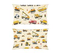 Joymaison Housse Coussin 33x45cm Lot de 2 Enfants Véhicules de Chantier Taie d'oreiller Excavatrice Camion Pompier Housse d'oreiller pour Coussins Canapé Housses Home Décor