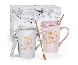 Joymaking Cadeau de grossesse pour les futures mamans et les papas Loading 2026 Cadeaux pour maman papa grossesse annoncer maman cadeau 400 ml rose gris