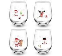 Joymaking Lot de 4 Grands Verres à Vin de Noël - Verre à Vin Chaud - Vaisselle - Cadeau - 520 ml