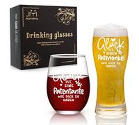 Joymaking Lot de verres à vin et verres à bière avec gravure, cadeau marraine, cadeau pour parrain, cadeau pour la fête des mères, la fête des pères, un anniversaire, 500 ml