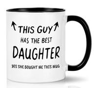 Joymaking Mug avec inscription « This Guy has The Best Daughter » - Cadeau amusant pour Noël, anniversaire, fête des pères, 325 ml, noir
