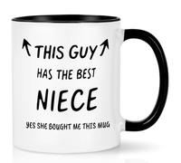 Joymaking Tasse à café cadeau pour oncle Cadeau de Noël d'anniversaire - This Guy has The Best Niece - Cadeau amusant pour oncle de la part d'une nièce, cadeau de Noël ou d'anniversaire, 325 ml, noir