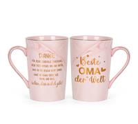Joymaking Tasse à café pour grand-mère - Cadeau d'anniversaire - Tasse avec inscription en allemand « Beste Oma der Welt » - Cadeau d'anniversaire - Impression recto-verso - 400 ml - Rose