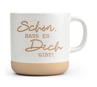 Joymaking Tasse avec inscription en allemand « Schön, dass es dich gibt » - Cadeau d'anniversaire pour petite amie, personne préférée, femme, collègue, amies, 360 ml, beige
