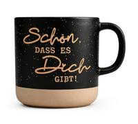 Joymaking Tasse avec inscription « Schön, dass es dich gibt » - Cadeau d'anniversaire pour petite amie, personne préférée, femme, collègue, amies, 360 ml, noir