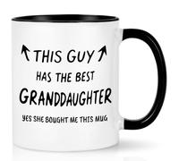 Joymaking Tasse « Best Grandad » de Granddaughter - This Guy has The Best Granddaughter - Cadeau amusant pour grand-père pour Noël, anniversaire, 325 ml, noir