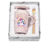 Joymaking Tasse humoristique cadeau de bureau pour collègue de travail - Vous n'avez pas besoin d'être fou pour travailler ici - Cadeau d'adieu pour collègue, 400 ml, rose