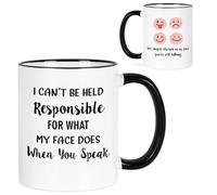Joymaking Tasses amusantes pour collègues de travail, cadeaux de Père Noël secret, tasses amusantes pour collègues, cadeaux pour femmes et hommes - I Can't be held Responsible for What My Face Does
