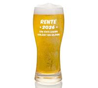 Joymaking Verre à bière en forme de retraite 2026 - Cadeau de retraite pour les retraités, cadeau d'adieu pour collègues, pension pour homme et femme - 38 ml