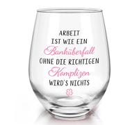 Joymaking Verre à vin cadeau pour collègue - Le travail est comme un braquage de banque, cadeaux de lutin pour collègues, remerciement employé, cadeau d'adieu drôle pour collègues 520 ml