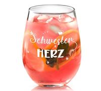 Joymaking Verre à vin - Cadeau pour sœur - Cœur - Cadeau de Noël - Anniversaire - Cadeau de frères et sœurs - 520 ml