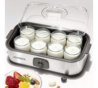 JoyMech Yaourtière, 8 bocaux en verre avec couvercles réutilisables pour yaourt, flocons d'avoine, pudding ou gelée, qualité alimentaire, contrôle One-Touch, yaourt fait maison