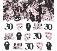 JOYMEMO 200 Pieces Rip to My 20s Confetti, Rose Gold and Black 30th Birthday Decorations for Her Women, Double Sided Death to My Twenties Confetti Scatter Table Decor, Funeral Themed Bday Party