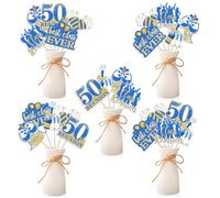 JOYMEMO 24 Pièces Cents de Table pour 50 ans de Réunion Bleu et Or - Décorations de Table pour 50 ans de Réunion Scolaire Double Face pour École Primaire Lycée Université Fête de Retour