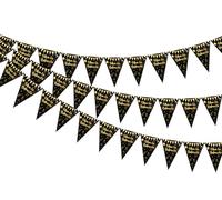 JOYMEMO 3 Pièces Vive la Retraite Bannière pour Retraite Décoration, Noir et Or, Unisexe, Intérieur Extérieur