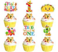 JOYMEMO 36 Pièces Première Fiesta Toppers pour Cupcakes - Décorations de Fête 1er Anniversaire Mexicaine pour Garçons Filles, Double Face Taco Bout Un Décoration pour Gâteau d'Anniversaire