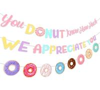 JOYMEMO Bannière Tu Ne Sais Pas Donut Combien Nous T'Apprécions avec Bannière Beignet, Décorations Appréciation Donut Fournitures Fond Photo Fête pour Employés Enseignants Médecin Collègues