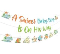 JOYMEMO Bannière « Un Joli Petit Garçon Arrive » avec Dinosaure - Éclosion Prochainement Décoration Fête Bébé Animaux Jungle Safari Rawr C'est un Garçon pour Célébration Grossesse Nouveau-Né