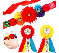 JOYMEMO Kit d'écharpe de maternité pour fête prénatale Mexican Fiesta - Taco About A Baby Shower Belly Belt and Mom to Be & Dad To Be - Accessoires photo pour la grossesse - Fournitures de fête sur le