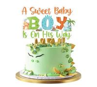 JOYMEMO Un Beau Bébé Garçon Arrive Topper Gâteau - Éclosion Prochaine Décorations Douche Bébé Dinosaure, Double Face C'est un Garçon Décoration Gâteau Douche Bébé pour Grossesse Fête Nouveau-Né