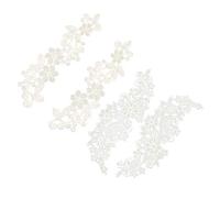 joyMerit 2 Paires D'autocollants Brodés de Dentelle de Fleurs Blanches avec Un Patch de Motif de Mariage