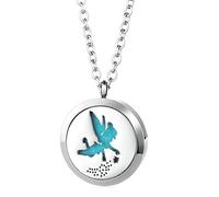 JOYMIAO Angel Pattern Aromathérapie Collier de crémaillère d'huile Essentielle 316L Bijoux en Acier Inoxydable de qualité chirurgicale 24 "Chaîne avec 8 Feux de Feutrine en Couleur