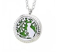 JOYMIAO Collier de Diffuseur d'Huile Essentielle Aromathérapie Médaillon Fermoir Magnétique Pendentif Parfum Ensembles de Bijoux en Acier Inoxydable 24 "Chaîne