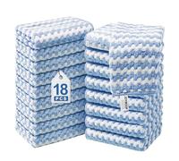 JOYMOOP Chiffon Microfibre pour Le Nettoyage, Serviette Microfibre et torchon de Cuisine absorbants sans Traces ni Peluches, réutilisables et lavables, Lot de 18 pièces, Bleue, 25 × 25 cm